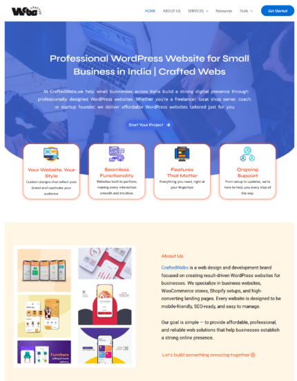 CraftedWebs Homepage Preview