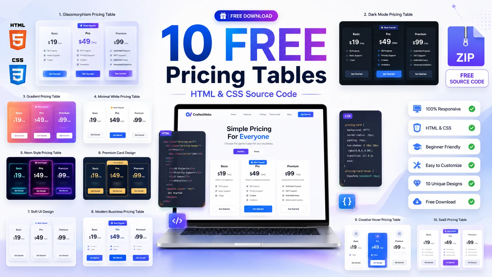 free responsive pricing table